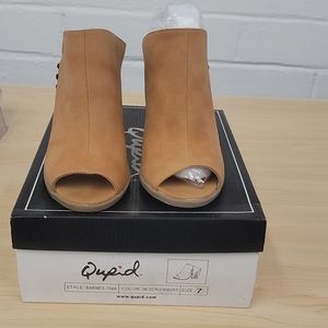 Qupid Heels Barnes Style in the color Tan Distress